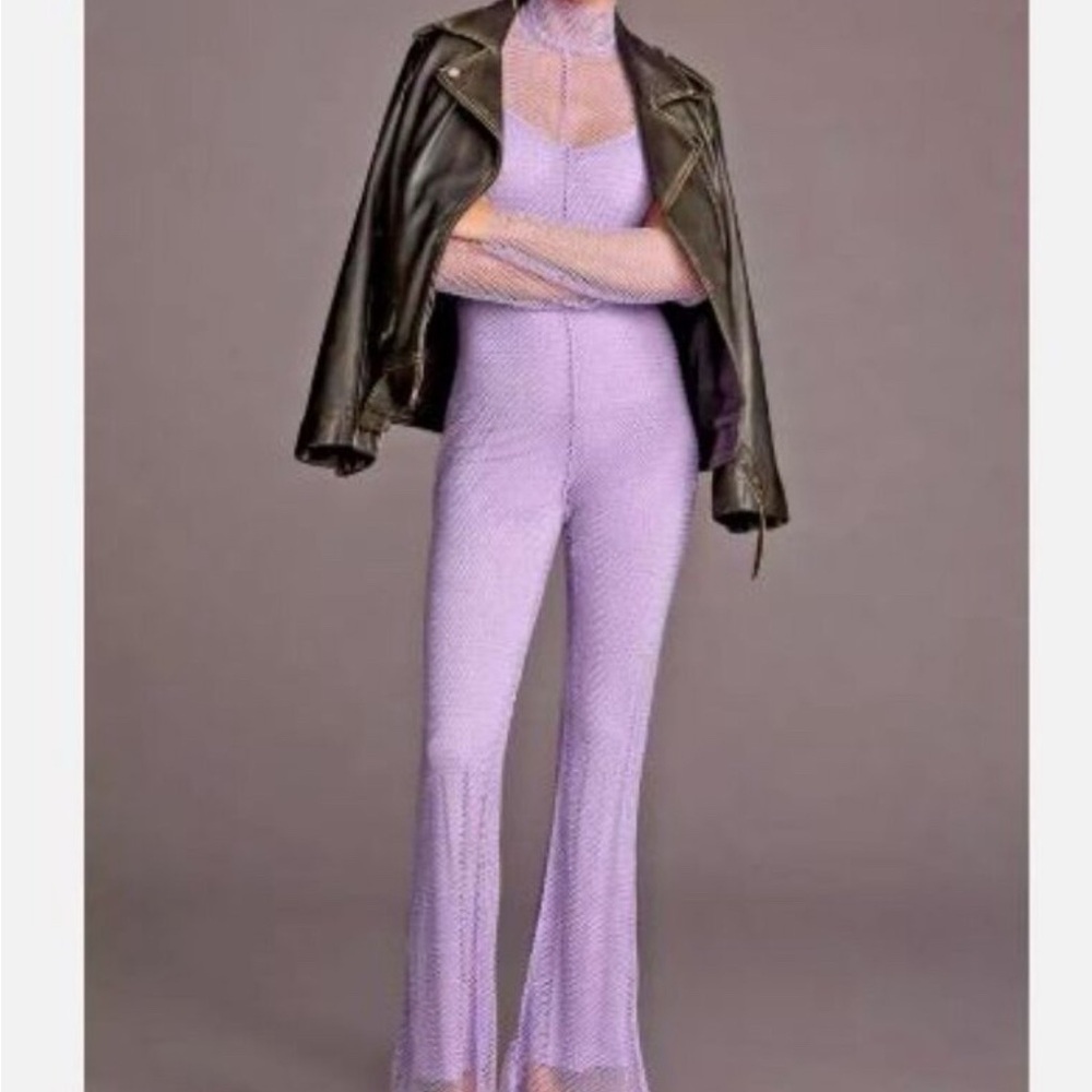 Anthropologie Lavender Sunday in Brooklyn Rhinestone Jumpsuit